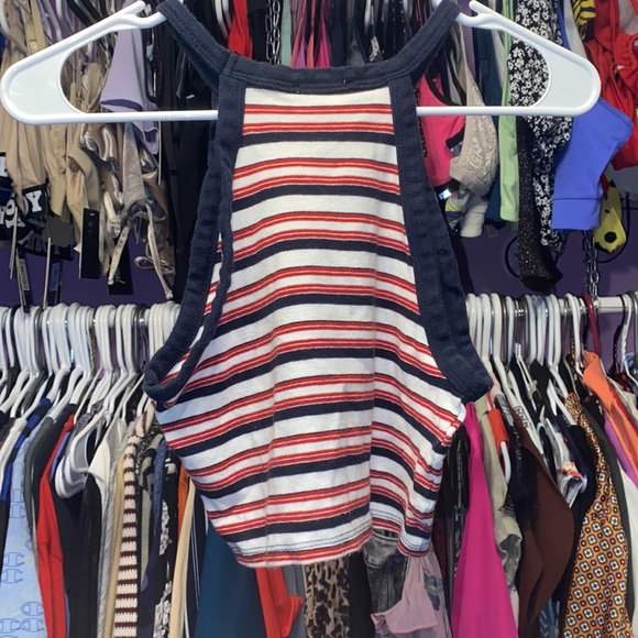 Ladies gentle used ZARA Crop top stripped red white blue XS spaghetti straps - Picture 4 of 4